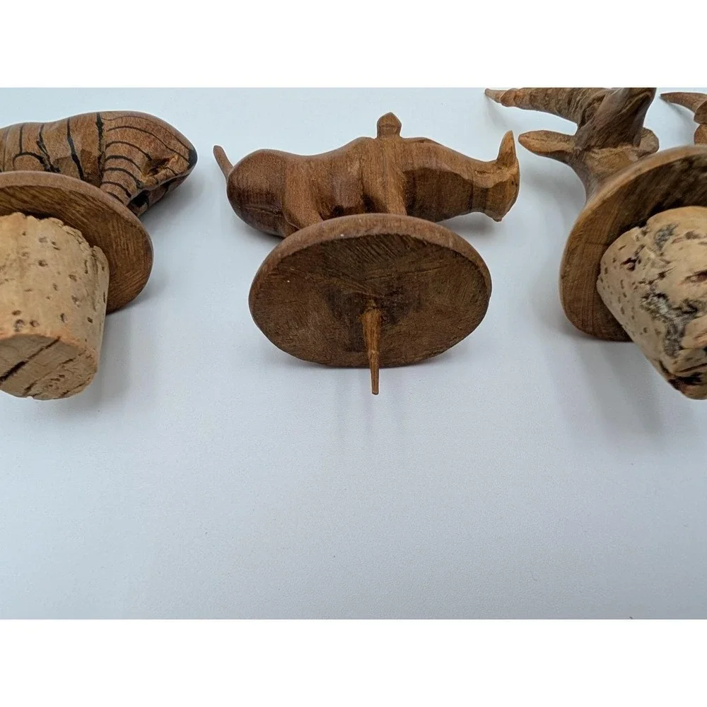Wooden Animal Cork Wine‎ Bottle Stopper Lot